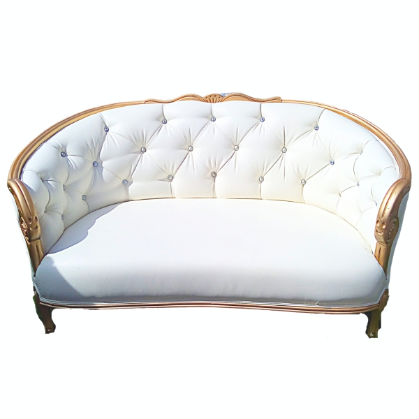 Studded white with Gold 59x32x37" # 111037 Love Seat
