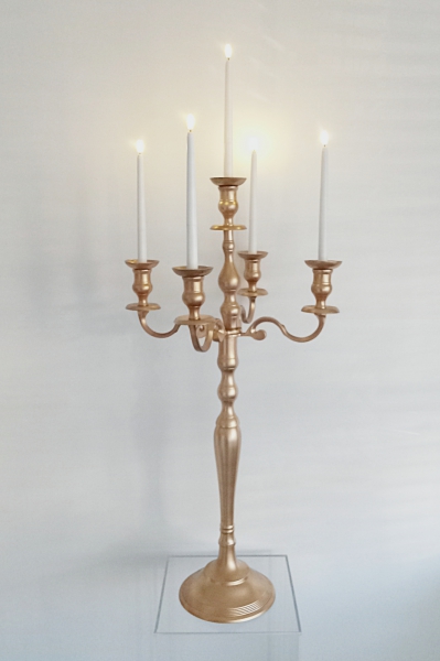 gold candelabra 45 inch total height with New realistic LED candle