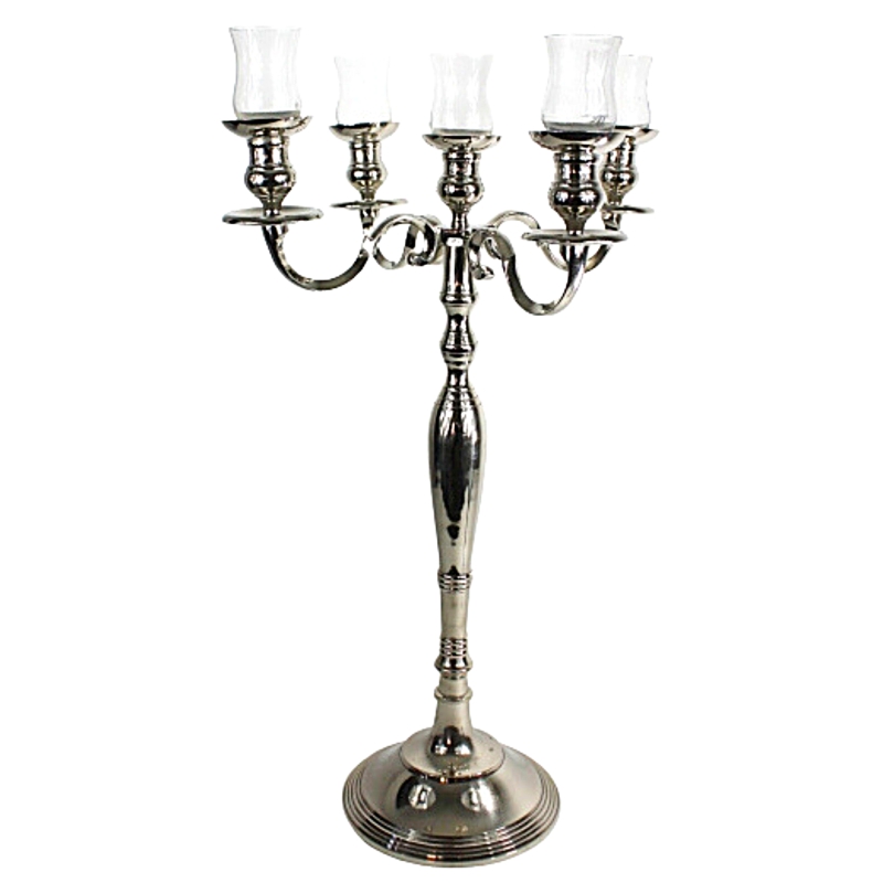 Silver Candelabra with 5 glass votives 110023 33 inch tall
