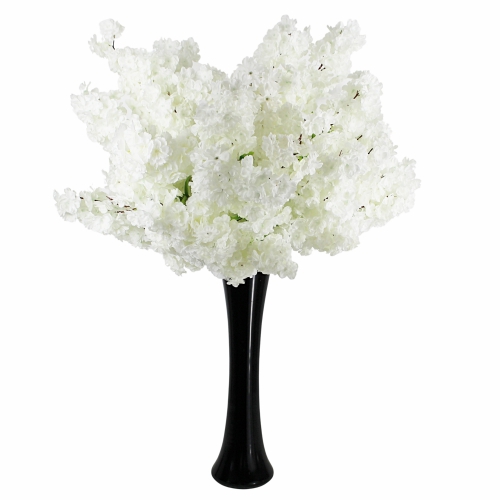 White Cherry Blossoms on a black Vase # 1130893 50 inch tall