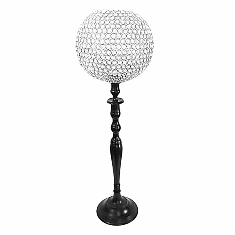 Crystal ball centerpiece 38 inch tall with black base # 112004