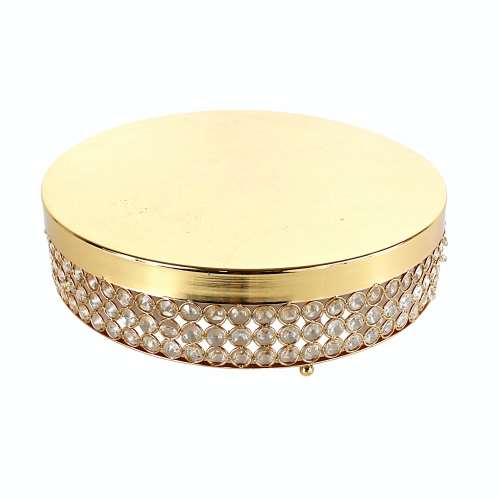 Gold Cake stand 16 inch round with crystals # 1110261