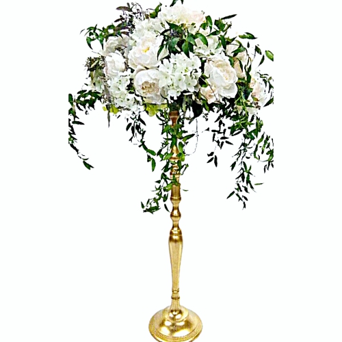 Gold stand with floral design sample
