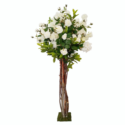 Tree Rentals WHITE FLOWER TABLE TREE 60 INCH TALL Silk Floral Centerpieces