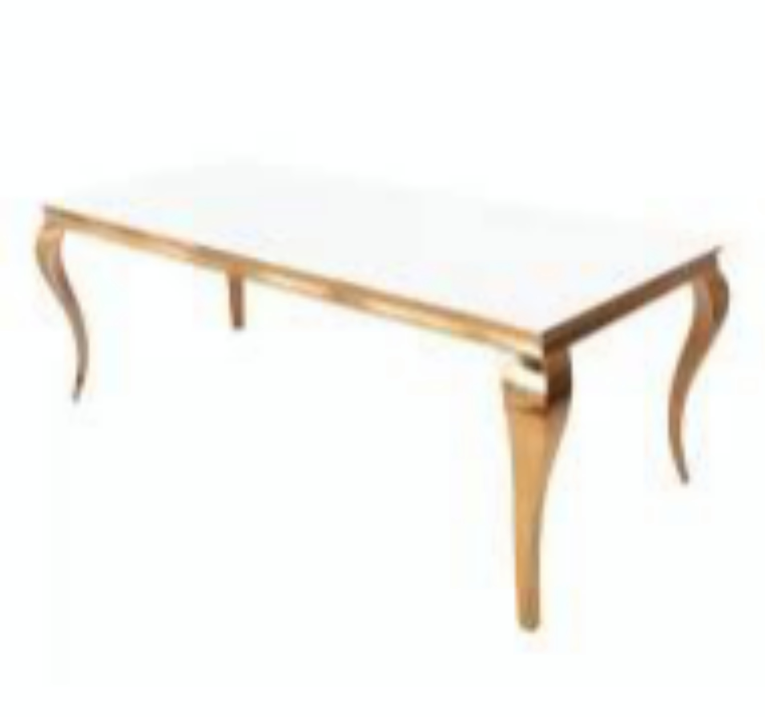 Gold table with white top for rent